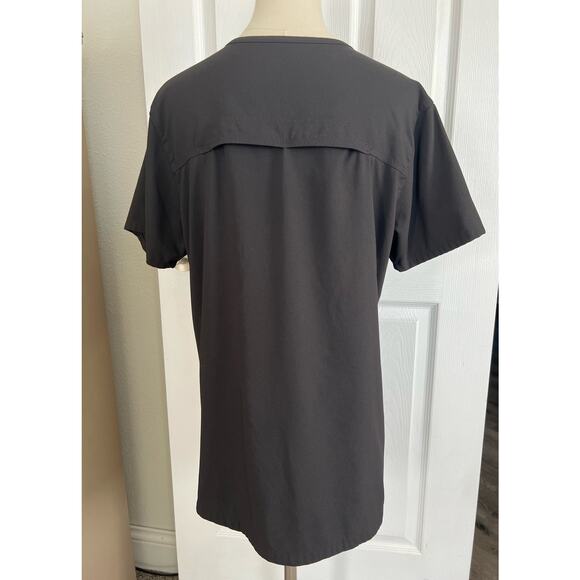 carhartt Scrub Top Modern Fit BLACK Side Snaps Vented Shoulder on Back LARGE - Picture 3 of 10